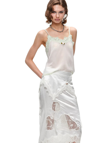 Lace Chiffon Cami Top