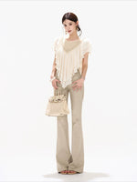 Gray V-Waist Slimming Flare Pants