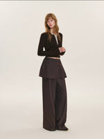 Contrast Layered Wool Blend Cardigan