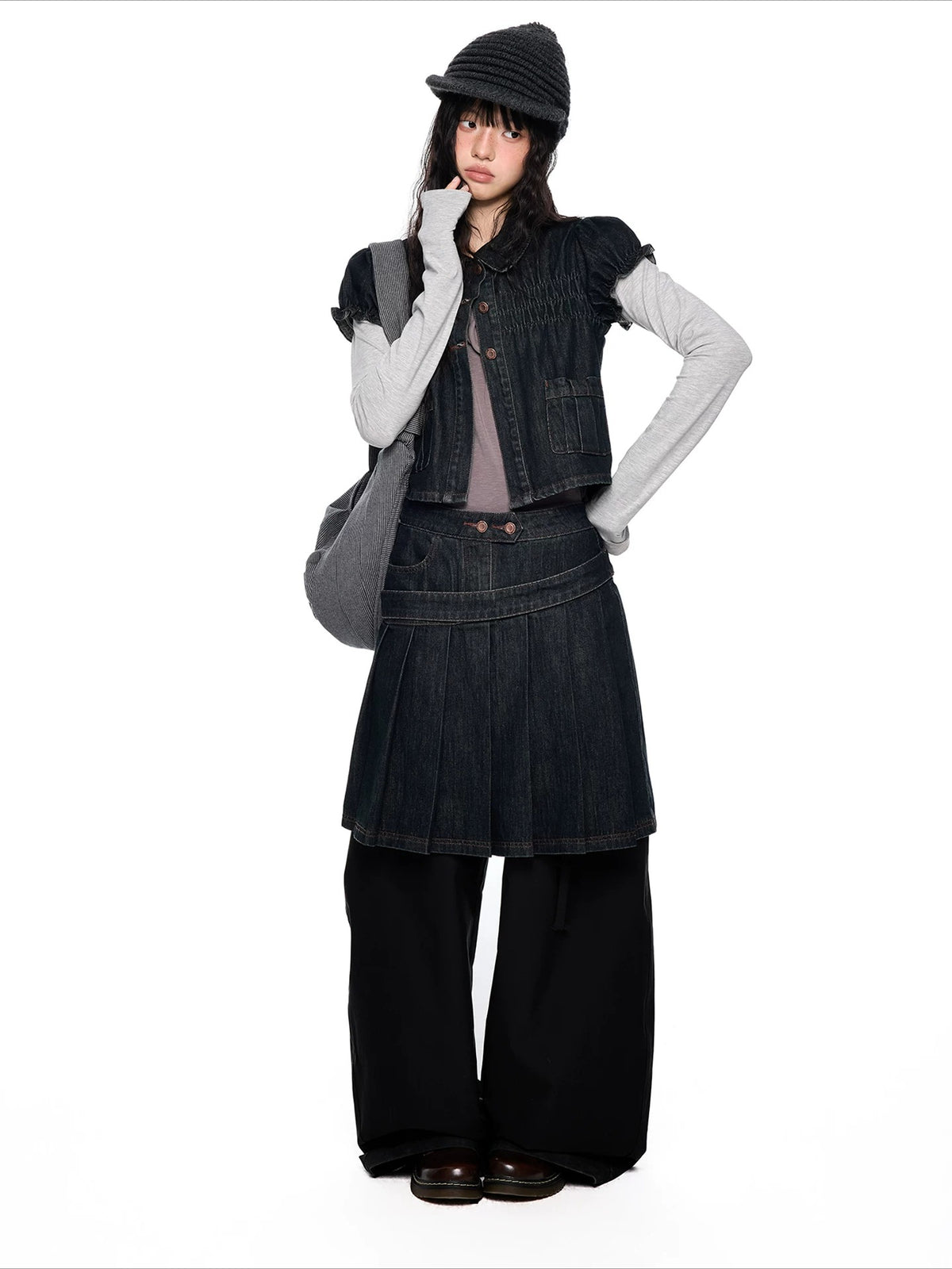 Puff Sleeve Denim Set