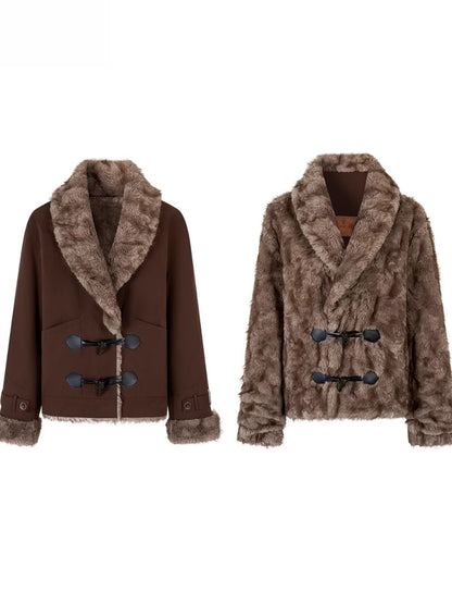 Reversible Eco-Faux Fur Toggle Coat