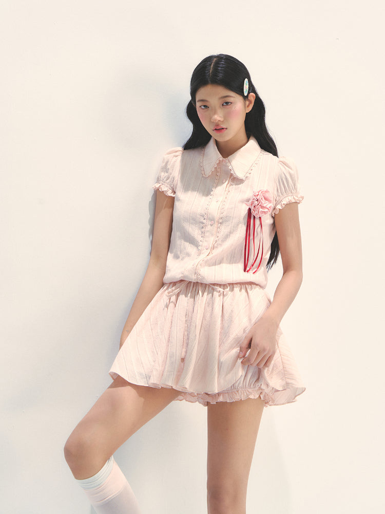 Pink Shirt-style Waist - cinched Dress