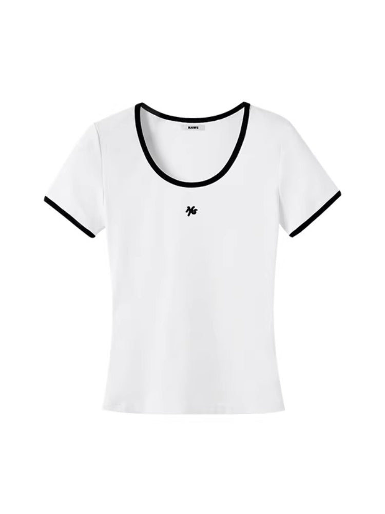 Ghost Tee Contrast Ribbed Slim T-shirt