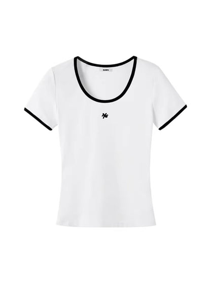 Ghost Tee Contrast Ribbed Slim T-shirt