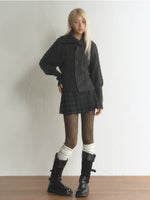 Vintage Oversized Collar Cable-Knit Cardigan