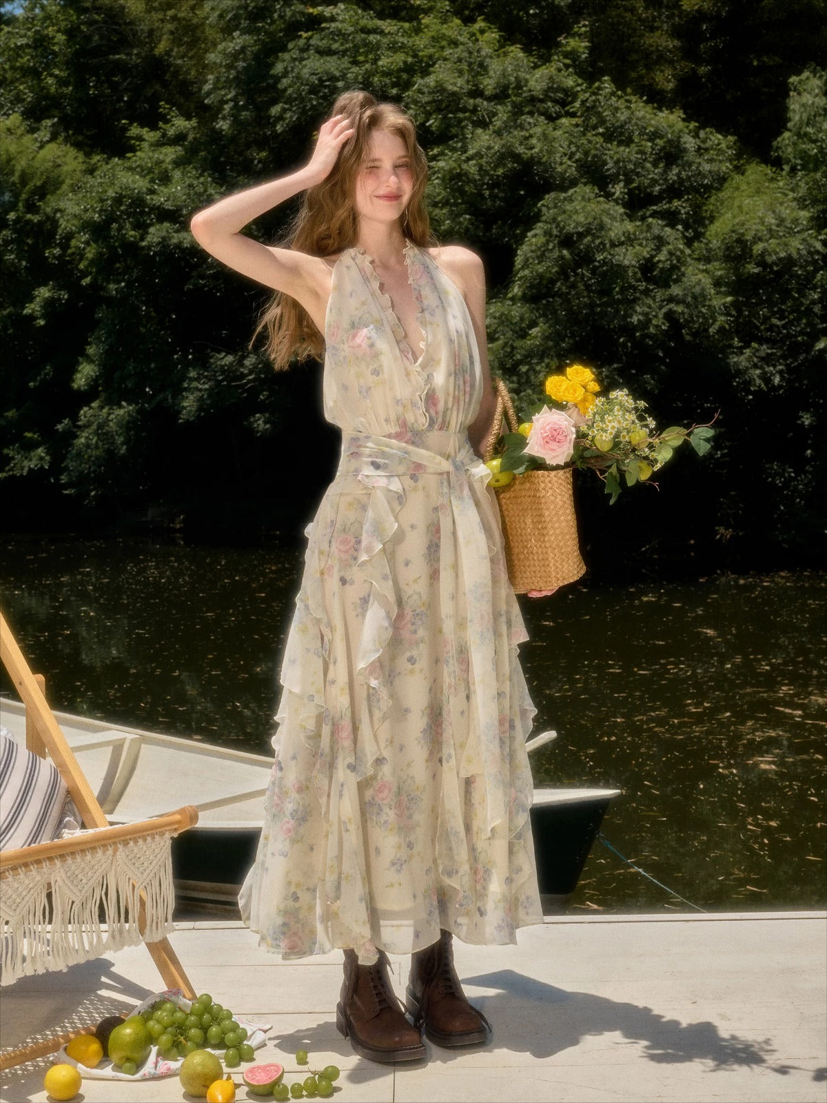 Floral Halter Maxi Dress