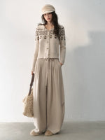 Pleated Tie-Waist Wide Leg Trousers