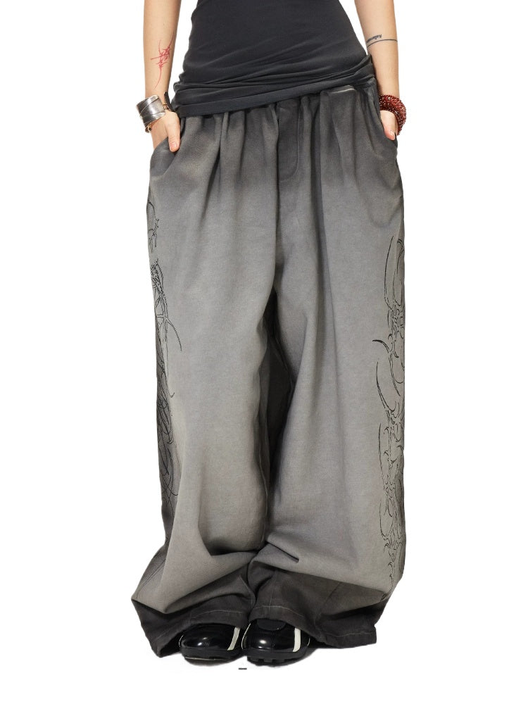 Embroidered Wide Leg Pants
