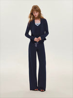 Contrast Wool Blend Three-Piece Set