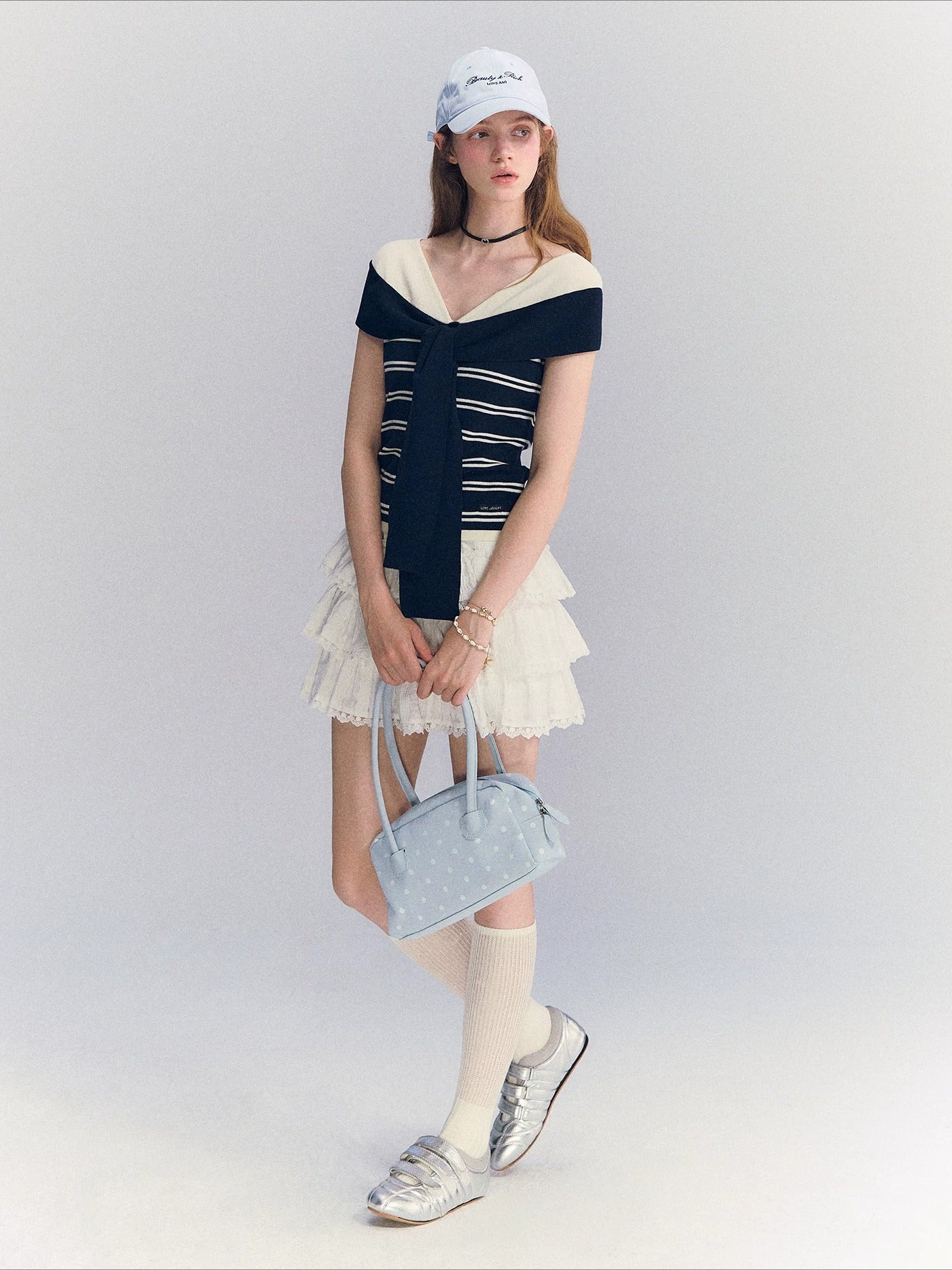Contrast Off Shoulder Tee