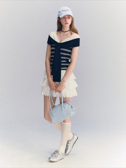 Contrast Off Shoulder Tee