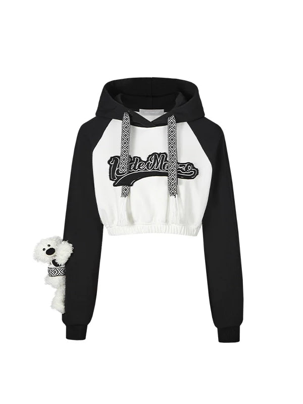 String Baseball Logo Short Hoodie