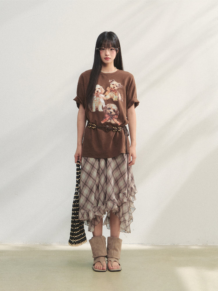 Irregular Ruffle  Top &amp; Midi Skirt Set