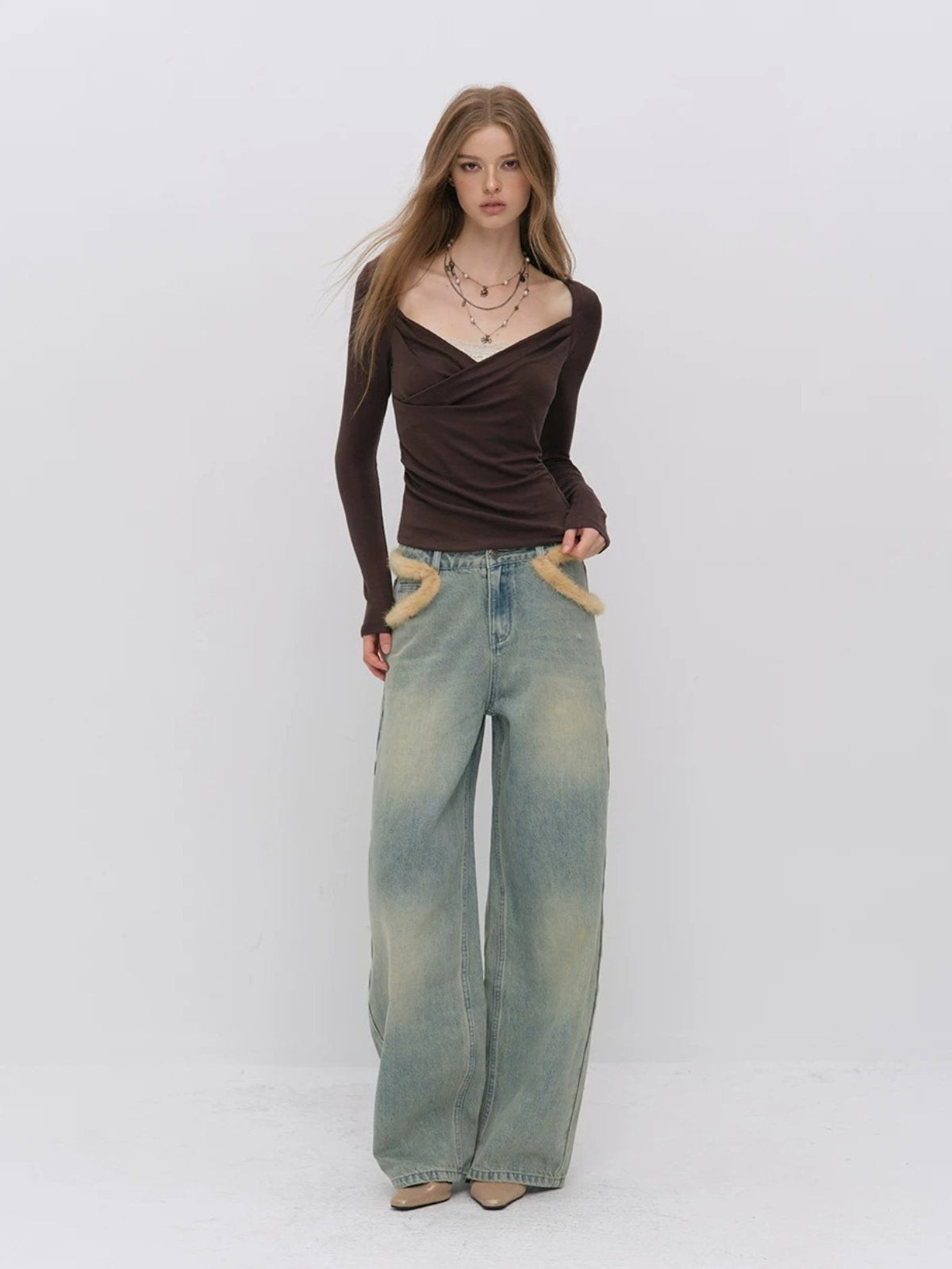 Draped Lace Tencel Top