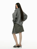 Detachable Stripe Off Shoulder Shirt