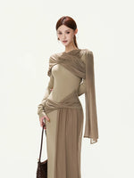 Shoulder Ribbon Knit Dress