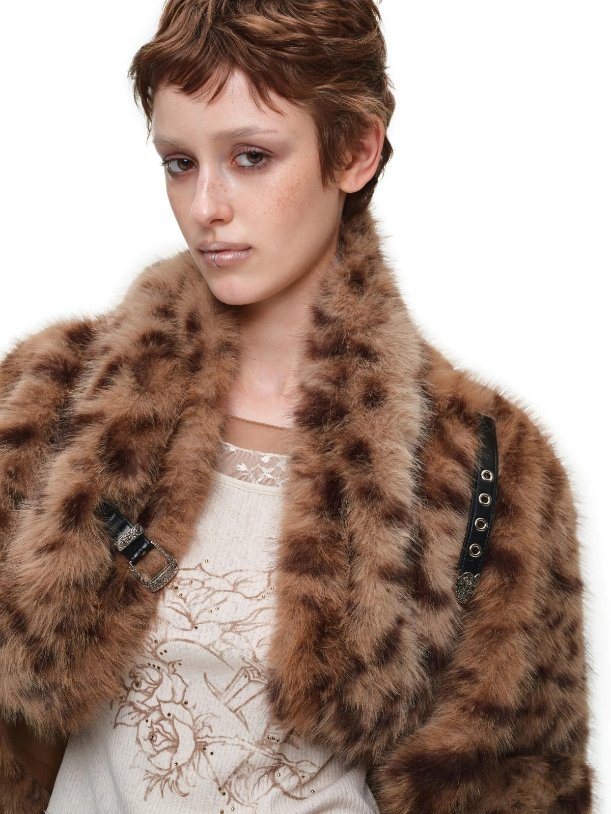 Leopard Faux Fur Crop Coat