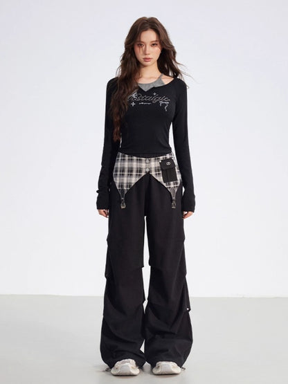 Butterfly Print Layered Long-Sleeve T-Shirt