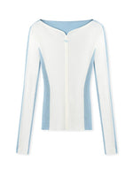 Contrast-Trim Fitted Knit V-neck