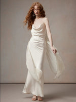 Beige Satin Drape Dress