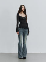 Double Waistband Flare Jeans