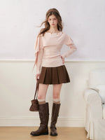Wool Blend Cape Shoulder Knit Top