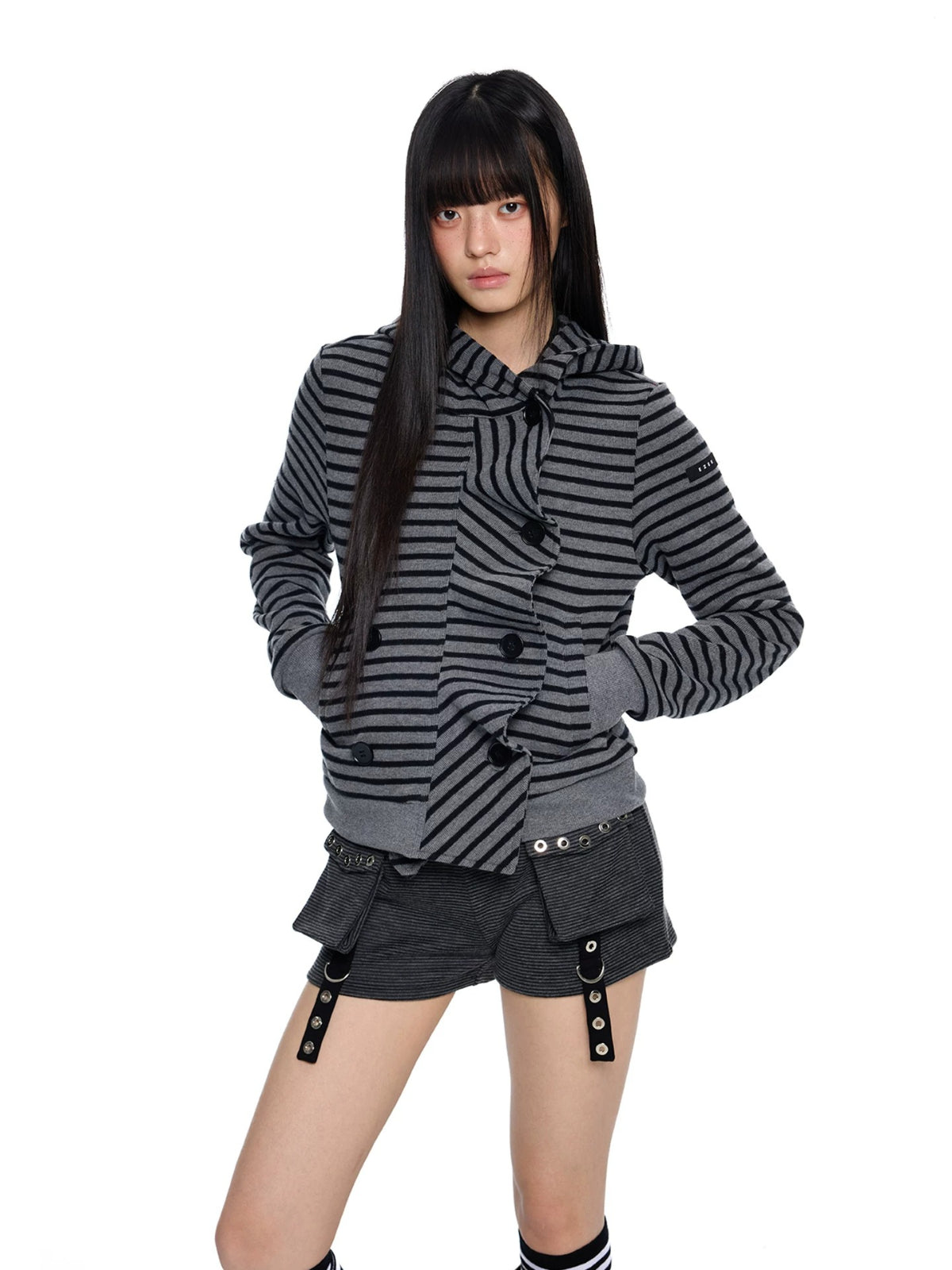 Striped Deconstructed Hoodie