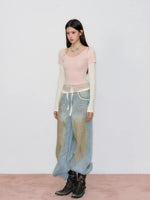 Colorblock Faux Layered Long Sleeve Tee
