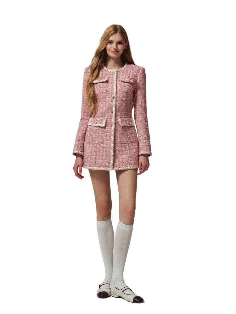 “Heiress” Petite-Tweed Fitted Dress