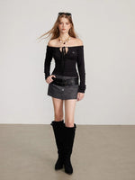 Convertible Tie Shoulder Long Sleeve Top