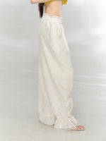 Lace Panel Wide-Leg Pants