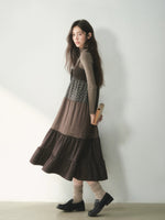 Forest Patchwork Tiered Cotton Dress