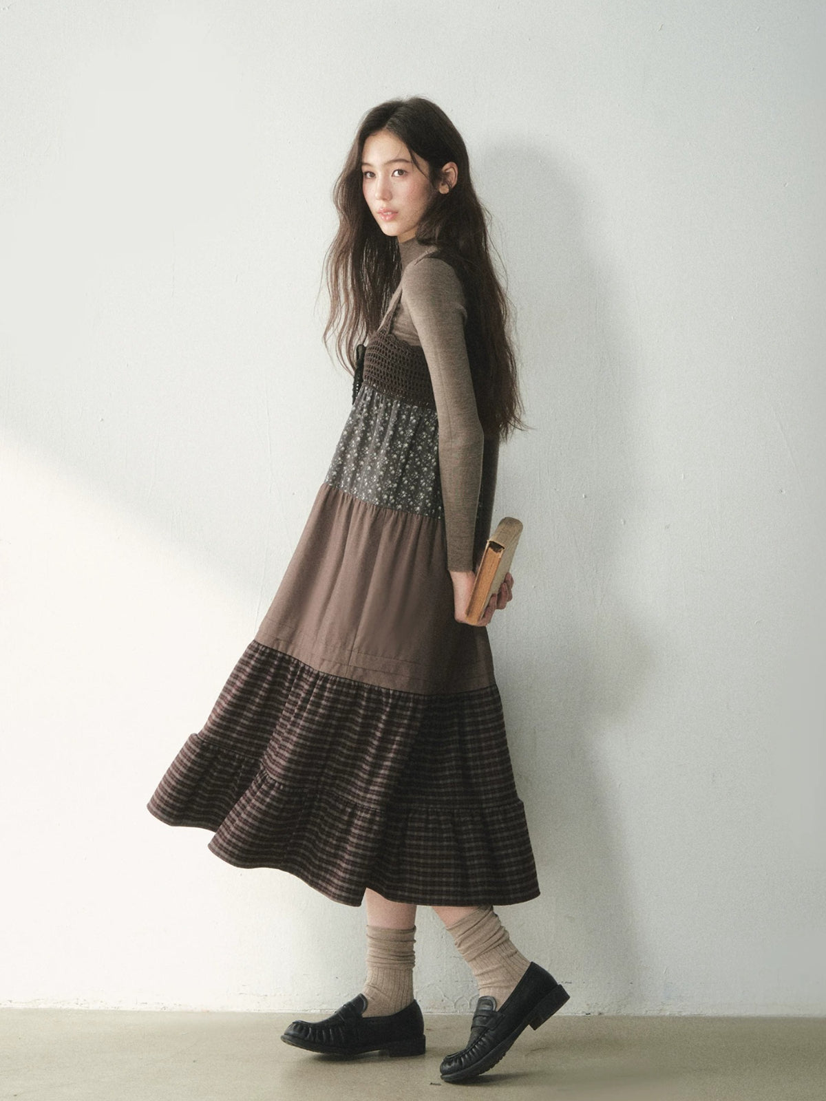 Forest Patchwork Tiered Cotton Dress