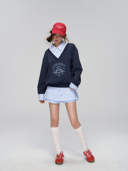 Yellow &amp; Navy Collegiate Butterfly Sweatshirt &amp; Skirt Set