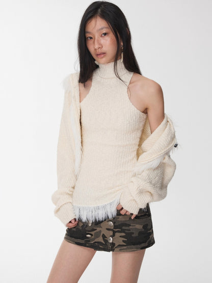 Hooded Faux Fur Knit Set