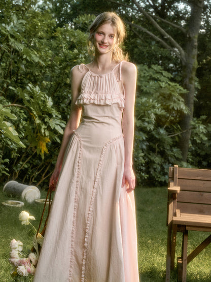 Washed Cotton Halter Long Dress