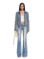 Classic Moto Collar Washed Cotton Knit Jacket