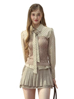 Polka-Dot Preppy Shirt & Skirt Set