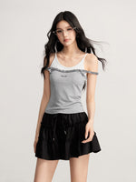 Ruffled Lace Mini Skirt