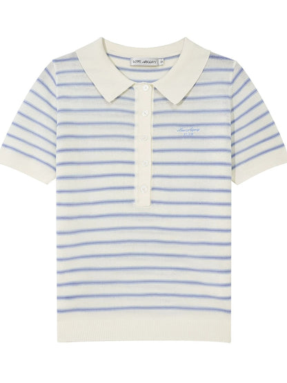 Striped Polo Knit Tee