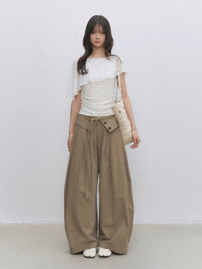 Lyocell Cotton Wide-Leg Casual Pants