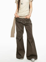 Star Rivet Pleated Flare Pants