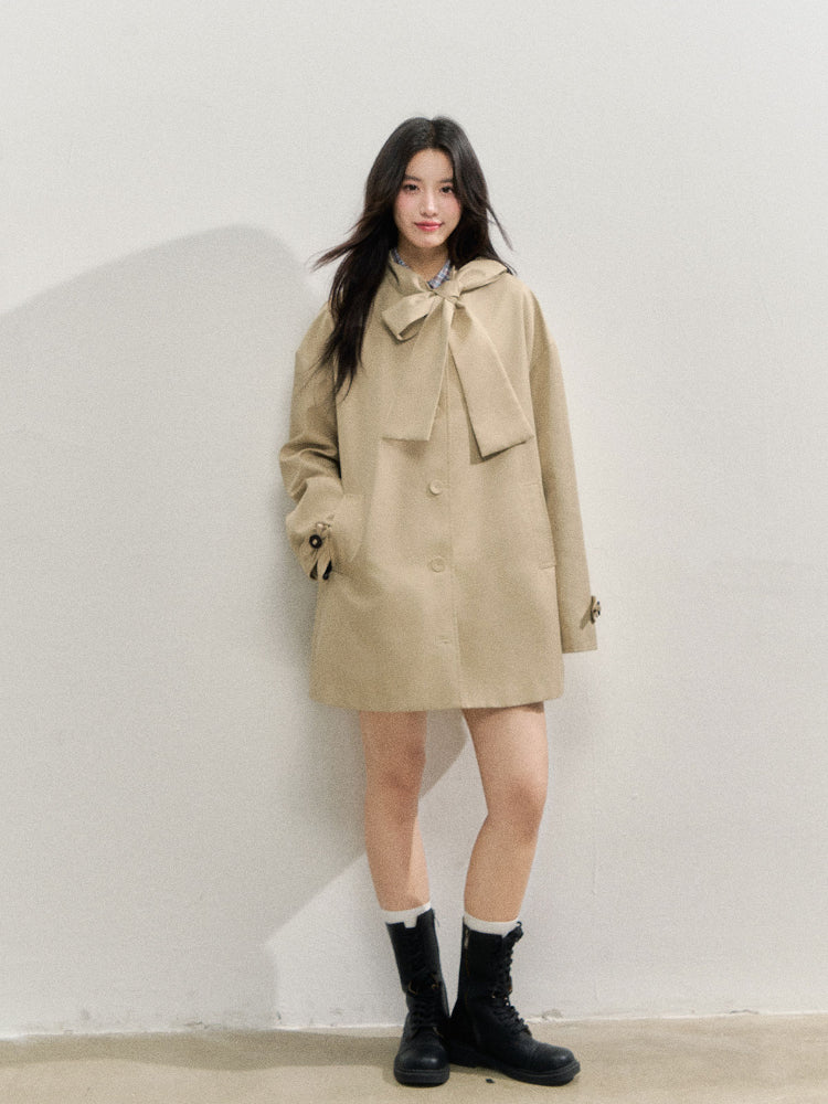 Khaki Bow Trench Coat
