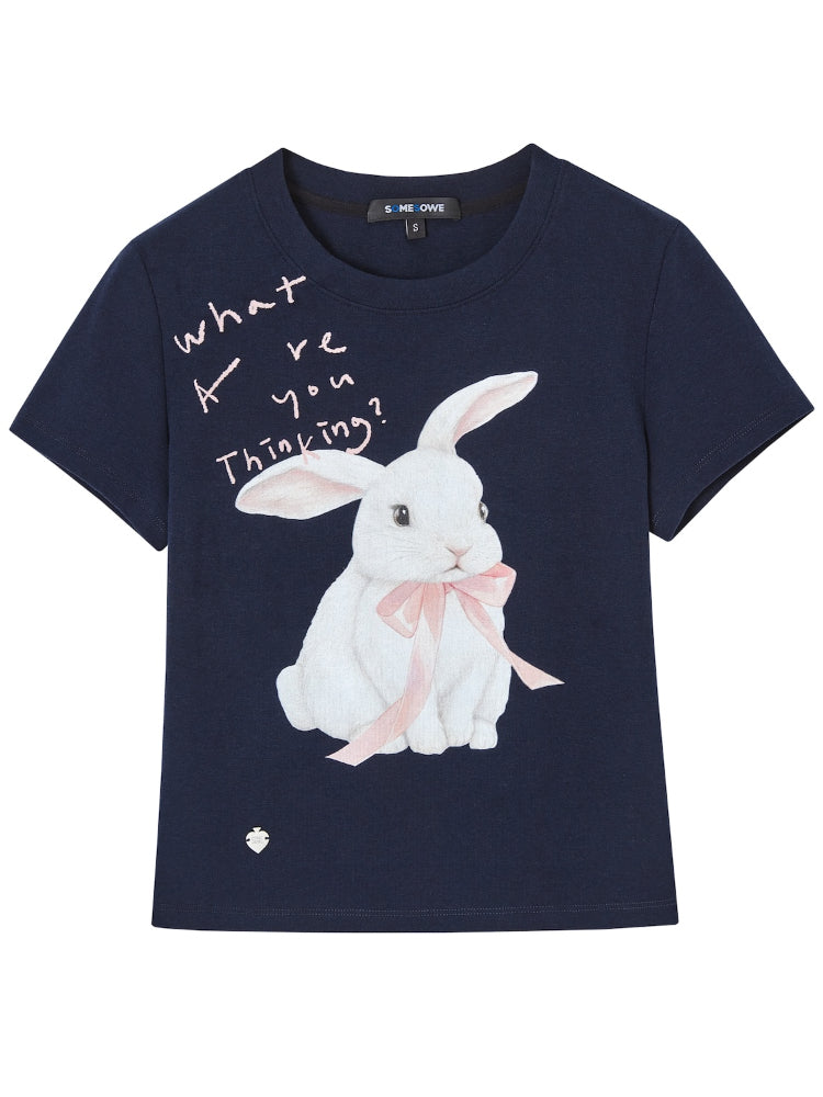 Bow Bunny Print Short - Sleeve T-Shirt