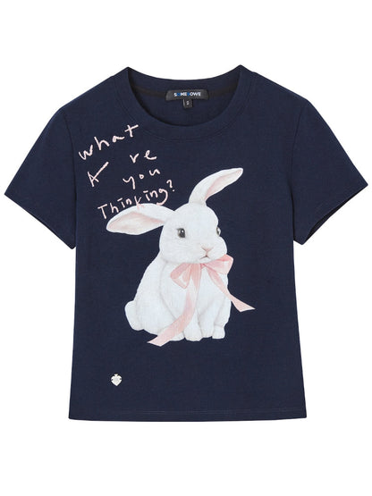 Bow Bunny Print Short - Sleeve T-Shirt