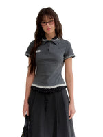 Vintage Layered Polo Knit Tee