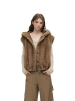 Vintage Hooded Faux Fur Vest