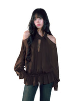 Halter Ruffle Chiffon Blouse