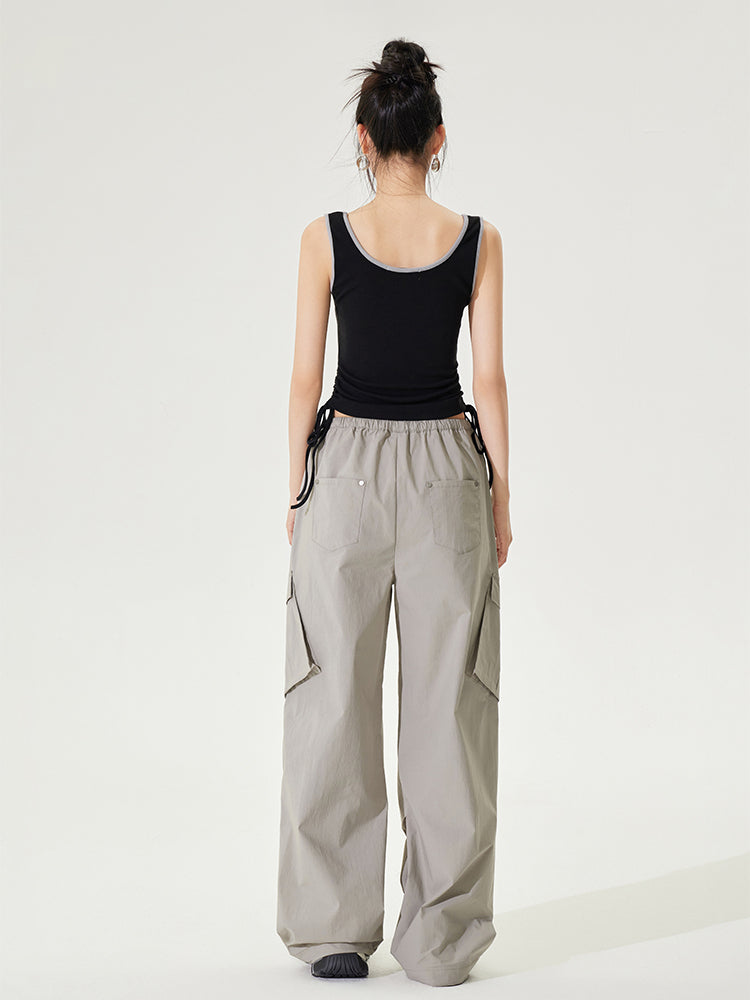 Color-block Tie-up Fitted Tank Top