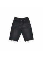 Washed Denim Biker Shorts